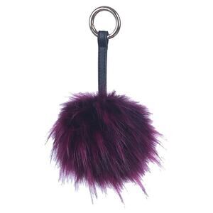 Plum Purple Faux Fur Pom Pom Key Chain Keyring Bag Charm